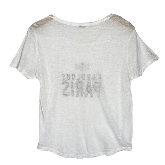 IKKS Women White Linen Paris Short Sleeve Tshirt - Picture 3 of 5